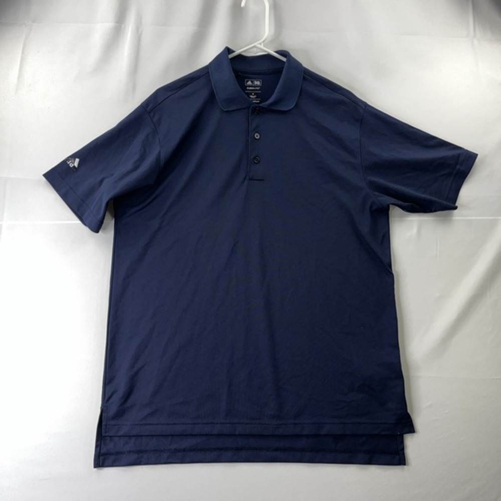 Adidas Men's Blue Climalite Medium Golf Polo Short Sleeve Shirt Moisture Wicking